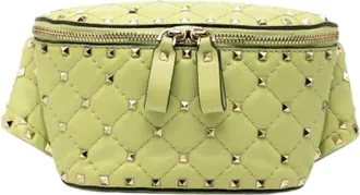 Valentino Pre-owned Belt Bags, female, Green, Size: ONE SIZE Pre-owned Quilted Rockstud Belt Bag