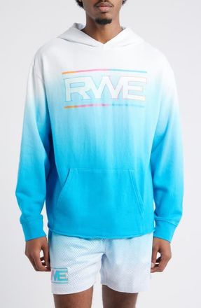 Overtime Raw Edge Graphic Dip Dye Hoodie in Blue at Nordstrom, Size Xx-Large