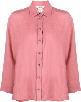Max Mara Linnen Overhemd - Dames - Overhemden - Rood - 2XS - Linnen - Overhemden