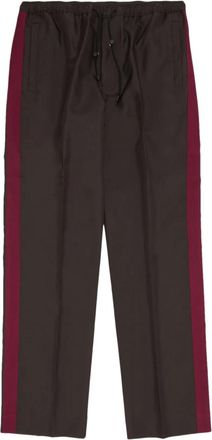 Lanvin Brown Track Pants with Red Stripes Size L