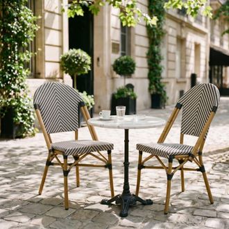 Sweeek Silla de terraza bistr&oacute; de textil y aluminio con dise&ntilde;o de espigas en
