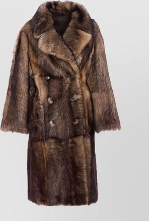 Yves Salomon double-breasted long coat faux fur