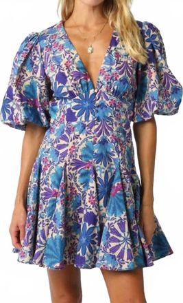Olivaceous Diya Floral Dress In Purple/blue/cream