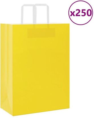 vidaXL Bolsas De Papel Con Asas 250 Uds Amarillas 32x17x44 Cm Vidaxl
