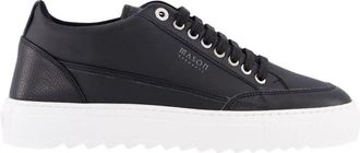Mason Garments Tweekleurige Leren Sneaker - Heren - Sneakers - Zwart - 46 EU - Leer - Schoenen