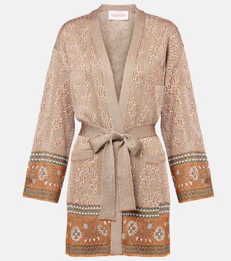 Valentino Jacquard lamé wrap cardigan
