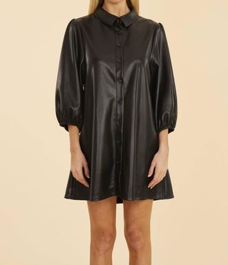 Dolce Cabo Puff Sleeves Faux Leather Dress In Black
