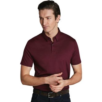 CHARLES TYRWHITT Plain Short Sleeve Jersey Polo in Wine Red at Nordstrom, Size Xx-Large