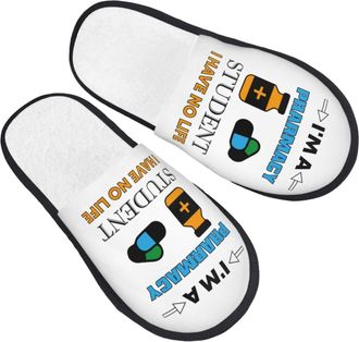 Generic Mens Slipper Im A Pharmacy Student I Have No Life Breathable Spa Slippers Lightweight Plush Womens Slippers Indoor Bedroom M
