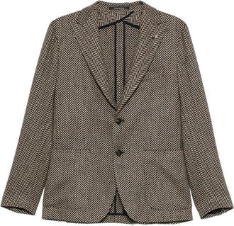Tagliatore Blazer monopetto con motivo a spina di pesce - Toni neutri