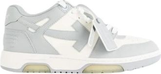 Off-white Grijze en witte sneakers met leren logo - Heren - Sneakers - Veelkleurig - 43 EU - Leer - Schoenen