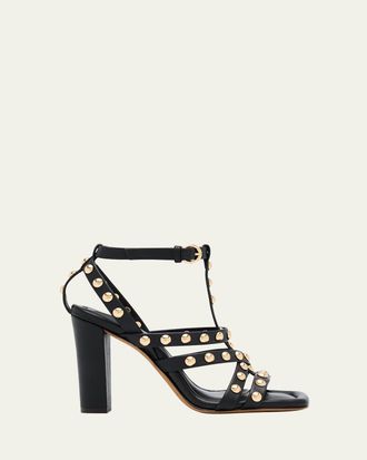 Ulla Johnson Bijou Studded Caged Block-Heel Sandals