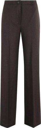 Seventy Dark Brown High-Waisted Trousers With Central Closure
