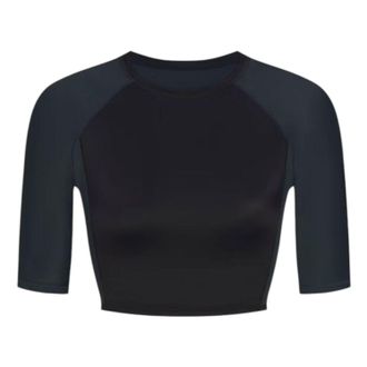 Nike (WMNS) Nike x SKIMS Shine Padded 1/2-Sleeve Crop Top Obsidian Dark Teal BABRA9498W-OBT