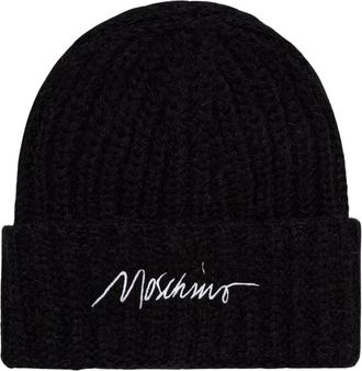 Moschino Gebreide Muts - Dames - Hoeden - Zwart - ONE Size - Katoen - Accessoires