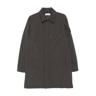 Stone Island Jassen, Heren, Groen, M, Polyester, Antraciet Ritsjas Micro Twill Pima Loft