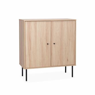 Sweeek Aparador con efecto madera de 2 puertas, 83 5cm, natural