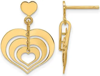 Diamond2Deal 14K Yellow Gold Hearts Shape Drop Dangle Earrings