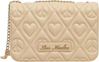 Love Moschino Schoudertas met reli&euml;f - Dames - Tassen - Beige - Maat: ONE Size