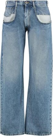 Maison Margiela Straight-leg Jeans met Contrasterende Inzetstukken - Dames - Loose Fit Jeans - Blauw - S - Katoen - Jeans