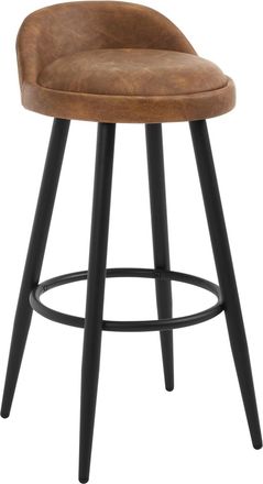 Woltu Woltu Juego De 1 Taburete De Bar De Piel Sint&eacute;tica Con Respaldo Bajo Y Reposapi&eacute;s, Moderno, Color Marr&oacute;n