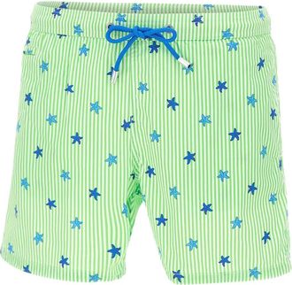 MC2 Saint Barth Costume da bagno a righe con motivo a stelle - Verde