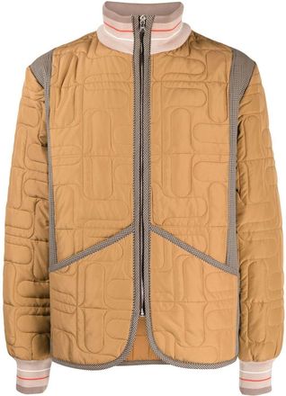 Wales Bonner multi-panel padded jacket - men - Polyester/Polyester/Organic Wool - 48 - Brown