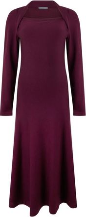 Alberta Ferretti Midi Jurk - Dames - Kleedjes - Paars - S - Wol - Kleedjes