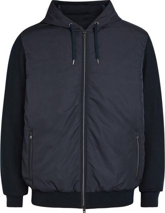 Herno Hooded Shell and Cotton-knit Jacket - Navy - 56 (UK46 / Xxxl)