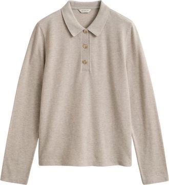 GANT Polo de Piqu&eacute; Manga Larga - Tops - Mujer - Beige - XL