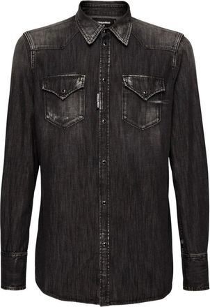 Dsquared2 Denim Shirts, male, Black, Size: XL Dark Wash Denim Shirt