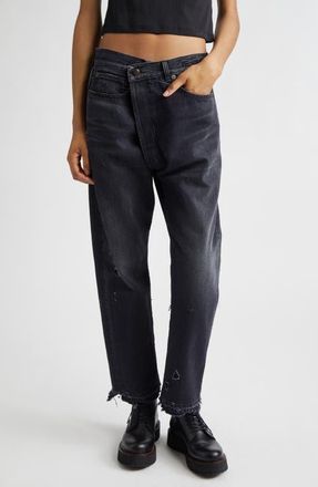 R13 Crossover Ripped Ankle Jeans in Jake Black at Nordstrom, Size 24