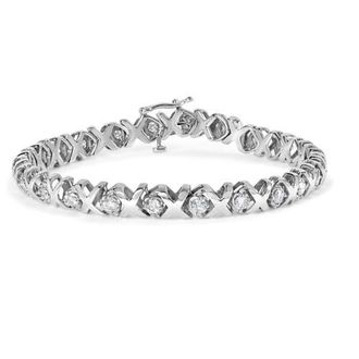 House of Brilliance 10k White Gold 2.00 Cttw Round-Cut Diamond XO XO Link Bracelet at Nordstrom