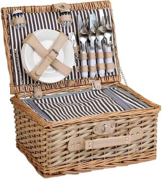 Wanderlust Deco Cesta de picnic marr&oacute;n 40x28x19