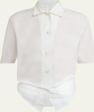 Jil Sander Short-Sleeve Gathered Button-Down Shirt