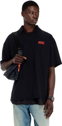 Diesel Cotton T-shirt with Diesel Biscotto print - T-Shirts - Man - Black