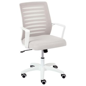 Beliani Silla De Oficina Con Altura Ajustable Giratoria Respaldo Reclinable Tapizado En Malla Gris Claro Radiant