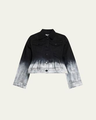 Melitta Baumeister Painted Glow Cropped Ombre Denim Jacket