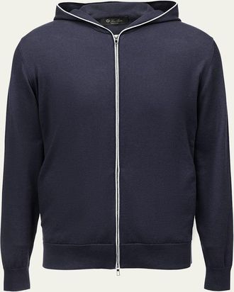 Loro Piana Cashmere-Cotton Zip-Front Hoodie