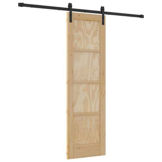 vidaXL Puerta Corredera Natural Y Negro 61 X 198,5 Cm Vidaxl