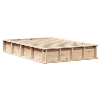 Berkfield Home Lift-Up Storage Bed Frame, 140 x 200 cm in Solid Pine in Beige