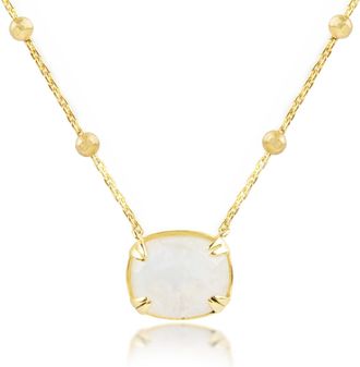 MAX + STONE 18k Gold Over Sterling Silver 6 Ct.10x12MM Cushion Cut Gemstone Necklace