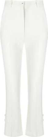 Elisabetta Franchi Smokingbroek met satijnen zijbanden - Dames - Wijde Broeken - Beige - L - Satijn - Broeken