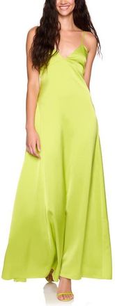 Susana Monaco Satin Slipdress in Chartreuse at Nordstrom, Size 10