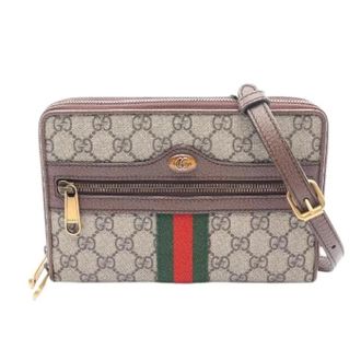 Gucci Pre-owned Ophidia GG Supreme Coated Canvas Shoulder Bag - Dames - Pre-owned - Bruin - Maat: ONE Size Leer