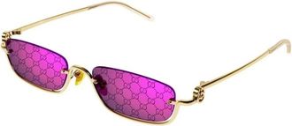 Gucci Rechthoekige Zonnebril - unisex - Accessoires - Geel - Maat: 55 MM