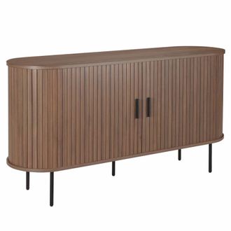 Oviala Buffet de 2 puertas en melamina y acero, 140 cm, nogal