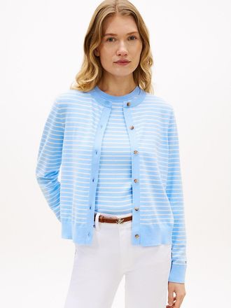 Tommy Hilfiger Womens Crewneck Cardigan - Blue - XXS