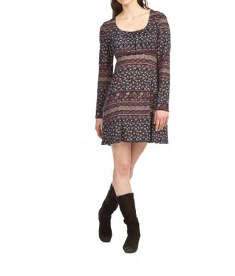 Papillon Floral Print Long Sleeve Ruched Bust Sweater Dress In Navy