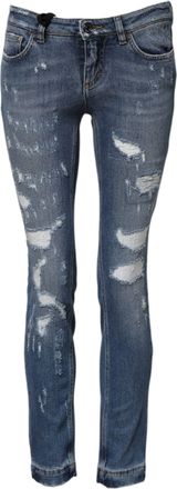 Dolce & Gabbana Womens Distressed Ripped Denim Jeans - Blue Cotton - Size EU 32 (Womens)